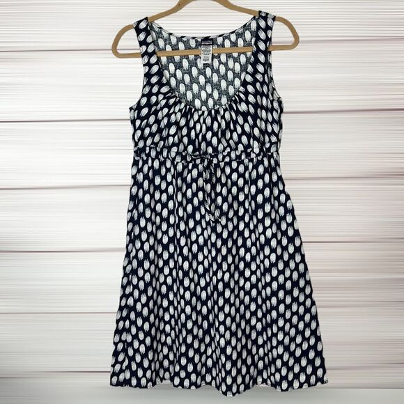 NWOT Patagonia Blue Polka Dot Hemp - Cotton Blend Sleeveless Drawstring Dress - Picture 2 of 13
